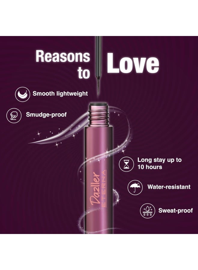 DAZLLER Eterna Liquid Eyeliner, 7.5G, Black, Waterproof, Smudge-Proof, Velvet Matte, Precise Application, Up To 8Hrs Stayextracts - Image 2